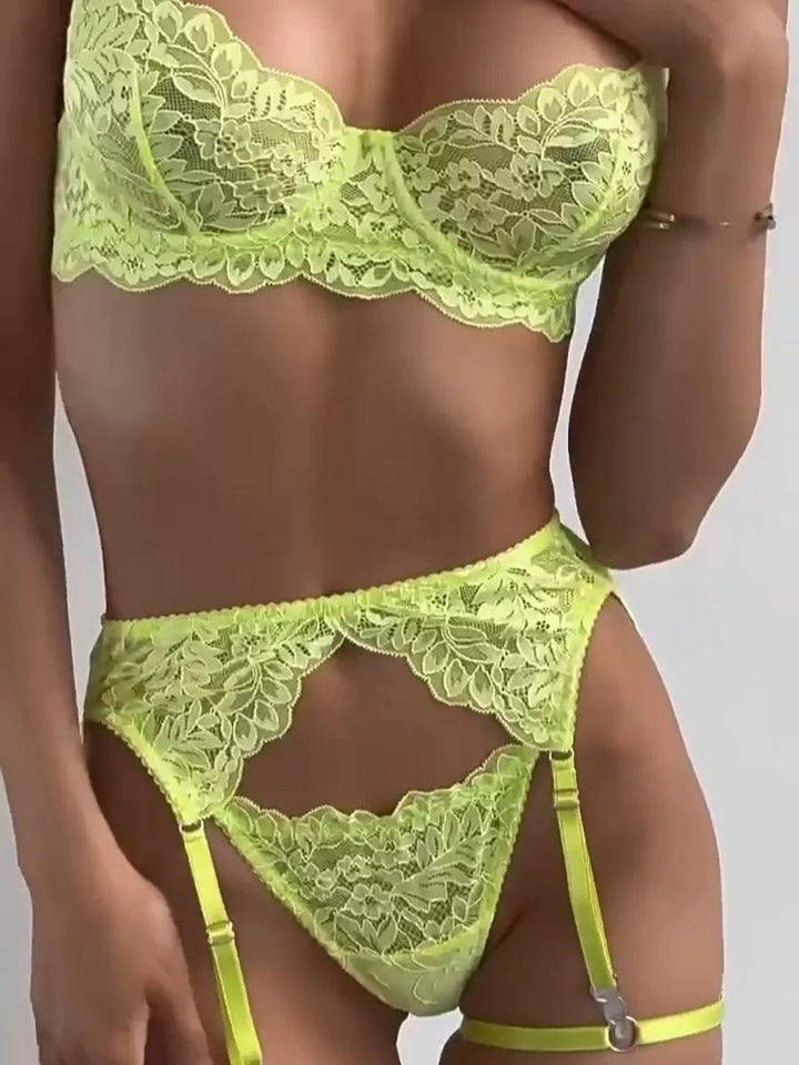 Neon Désir | 3-Piece Seductive Lingerie Set