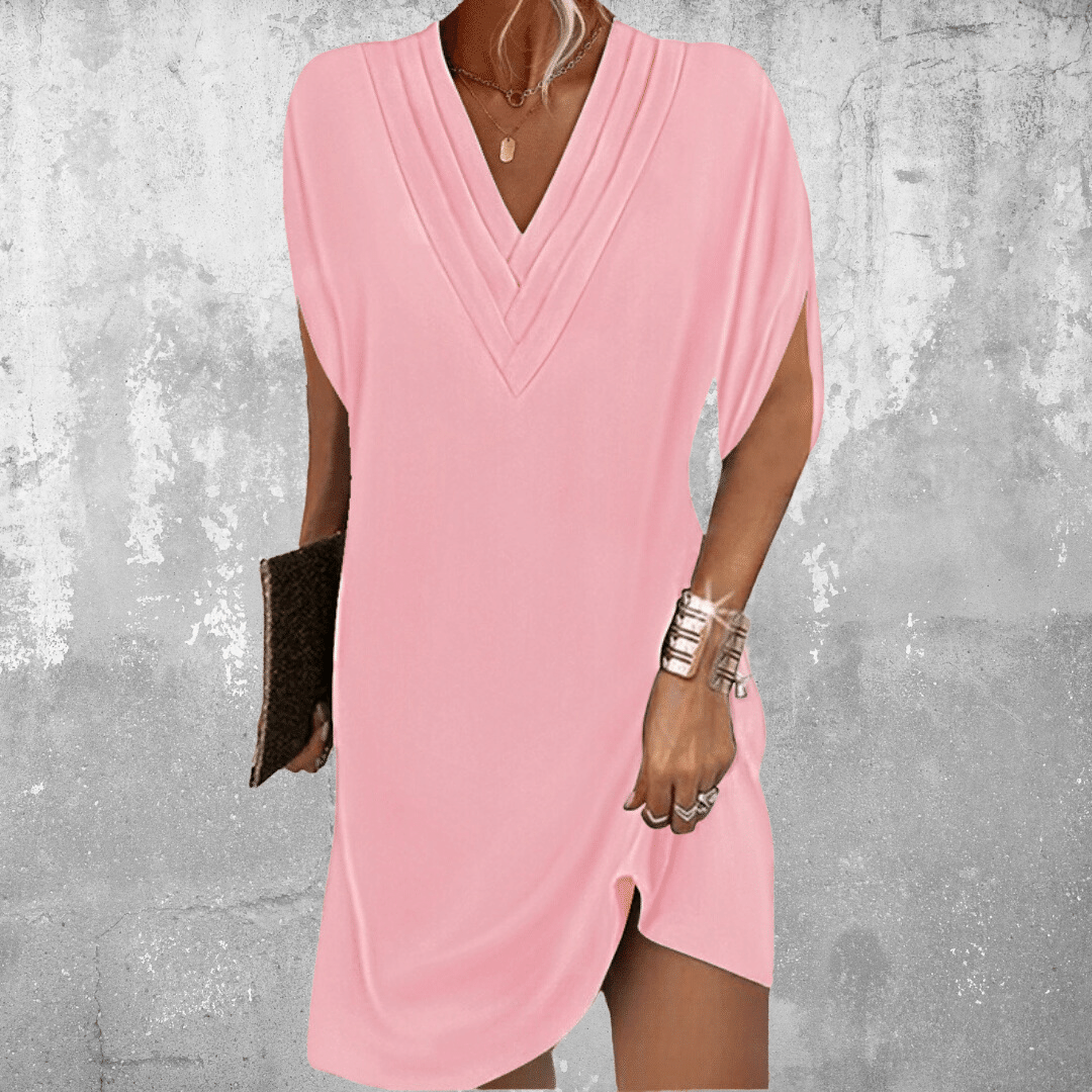 Timeless Charm - Chic V-Neck Dress