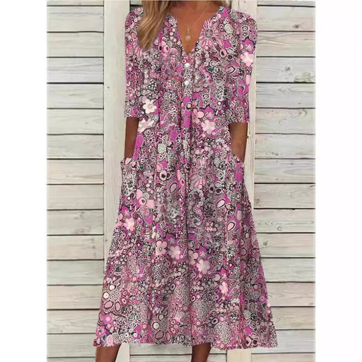 Floral Rhapsody - Chic Midi Dress