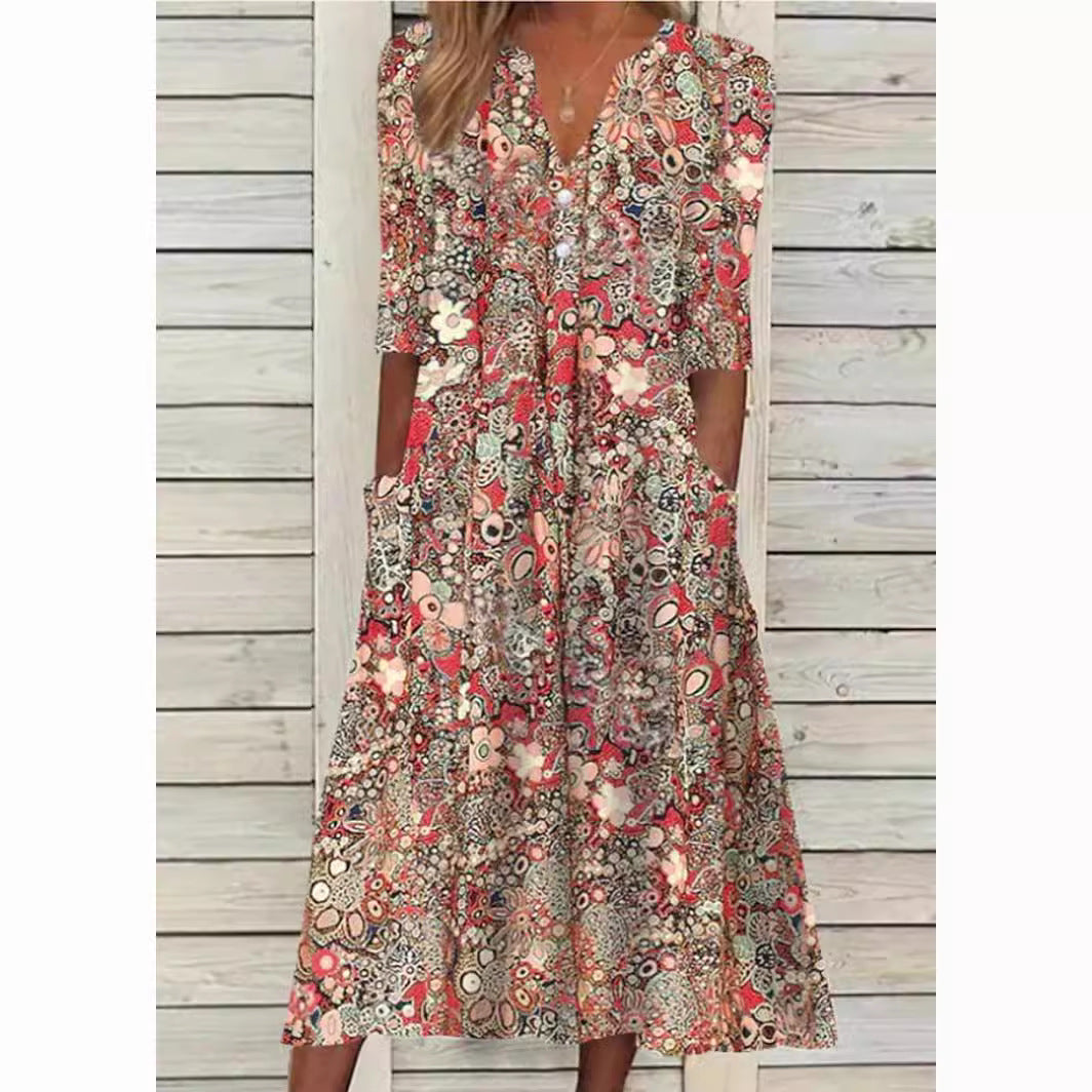 Floral Rhapsody - Chic Midi Dress