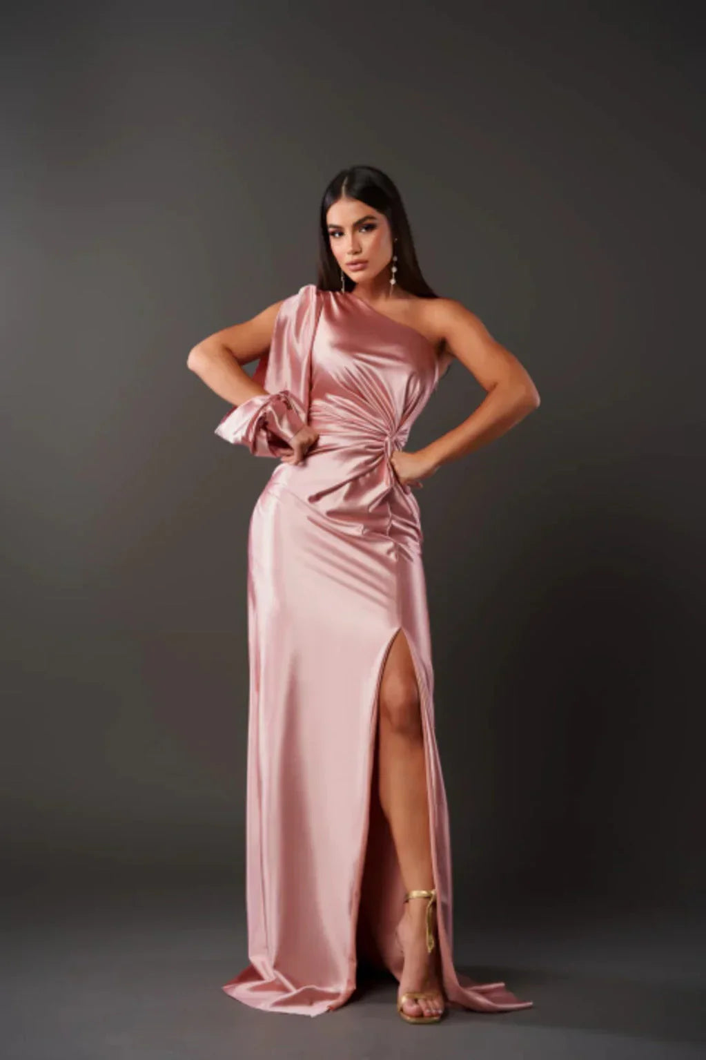 Ocean Majesty - Satin Slit Dress